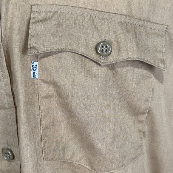 Vintage Levis Mens Tan Button-Up Long Sleeve Shirt XL 70's - Picture 7 of 10